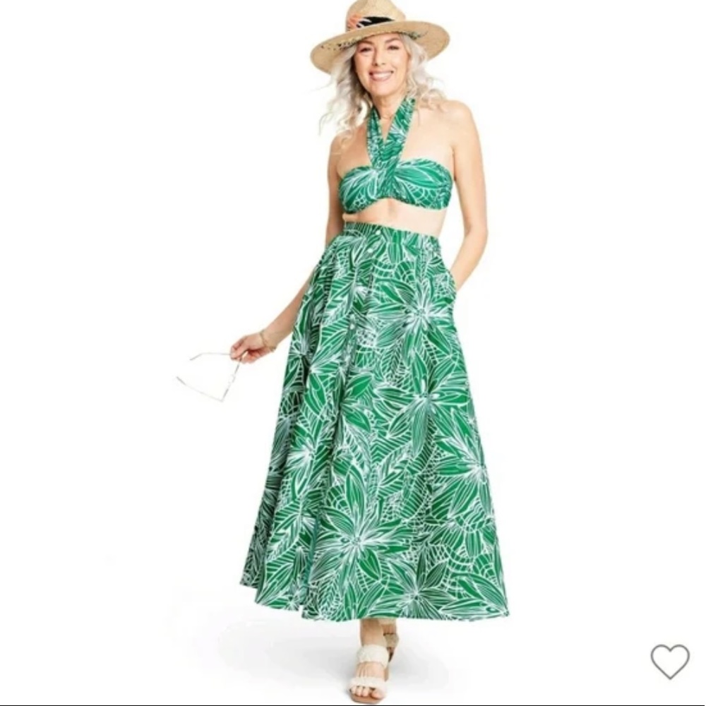 Tabitha Brown SET Target Women's Linear Floral Print Maxi Skirt & Bikini Top
